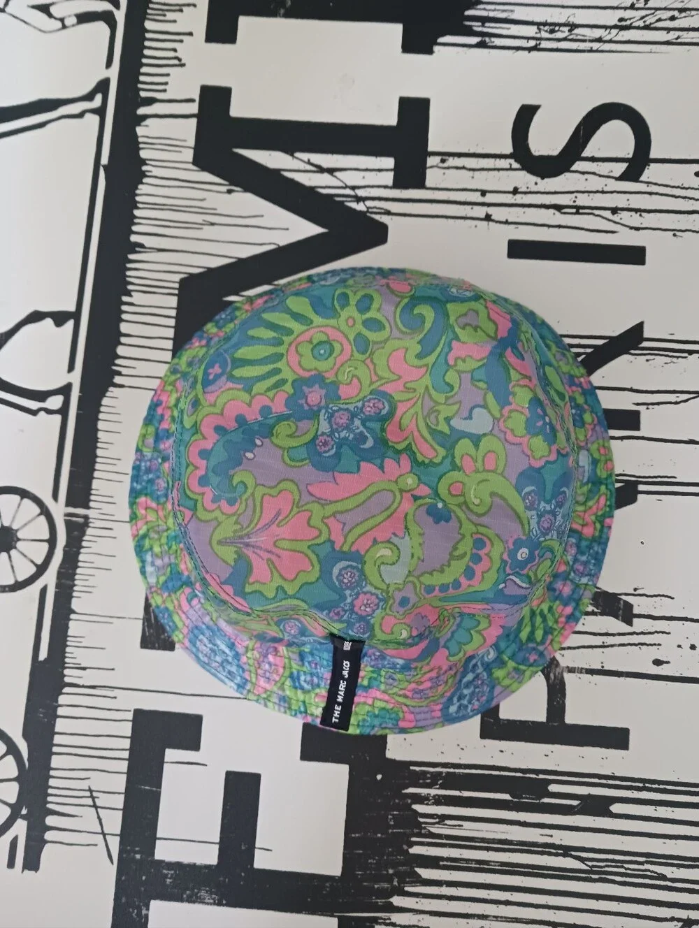 Vintage Marc Jacobs Bucket Hat, One Size, Floral Nylon, and White Terry Cotton